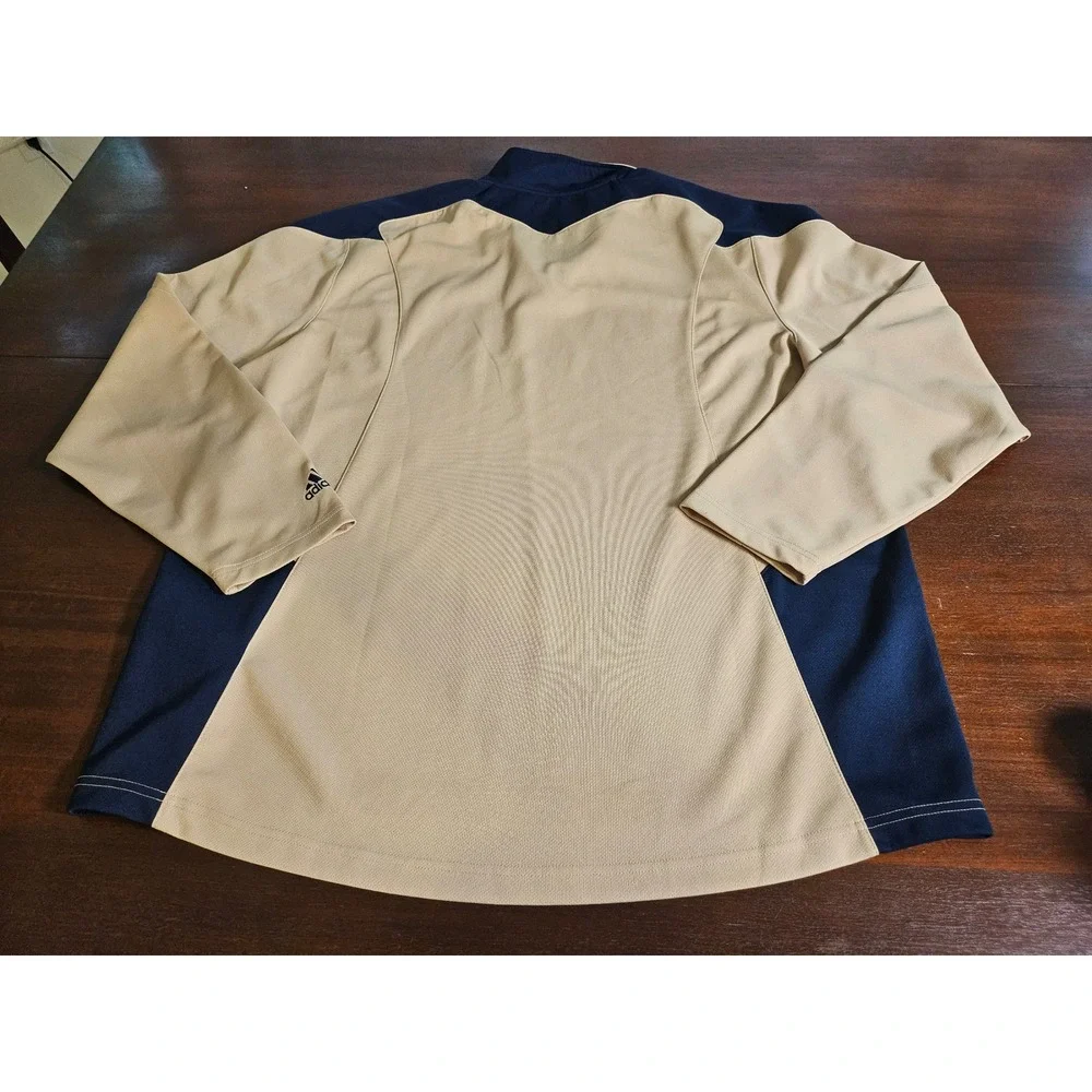 Adidas Notre Dame Fighting Irish Pullover Mens 2XL Tan Navy 1/4 Zip Climalite